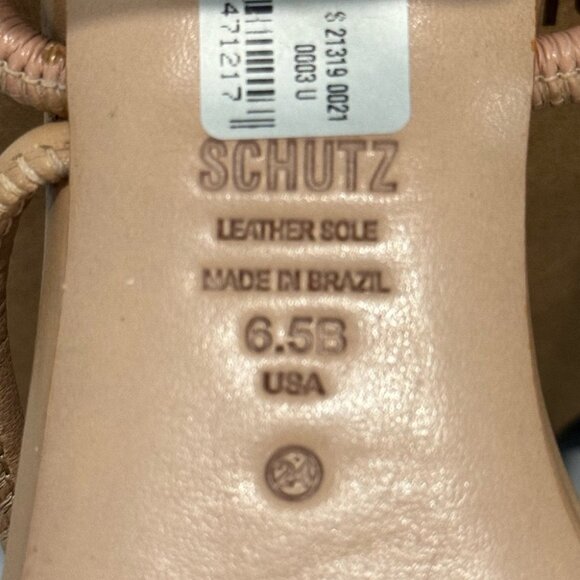 Schutz Nappa Leather Mid Heel Sandals - Chessie Mid - Nude Size 6.5 - Picture 6 of 14